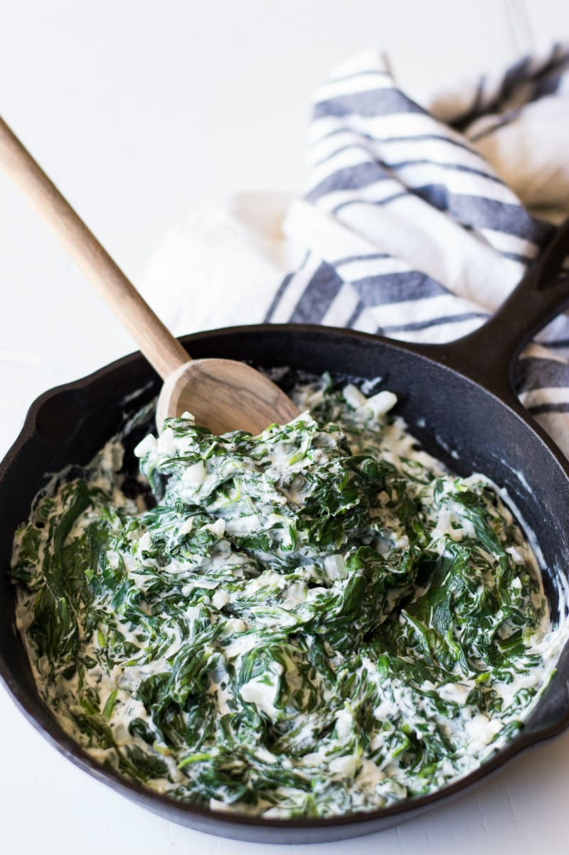 Easy Creamed Spinach recipe from RecipeGirl.com #easy #cream #creamed #spinach #recipe #RecipeGirl Making Easy Creamed Spinach
