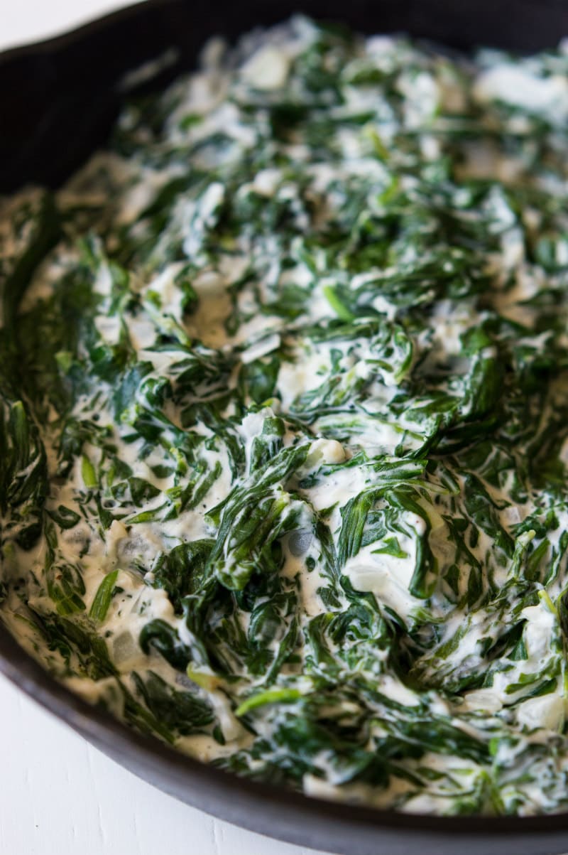 Easy Creamed Spinach recipe from RecipeGirl.com #easy #cream #creamed #spinach #recipe #RecipeGirl Easy Creamed Spinach