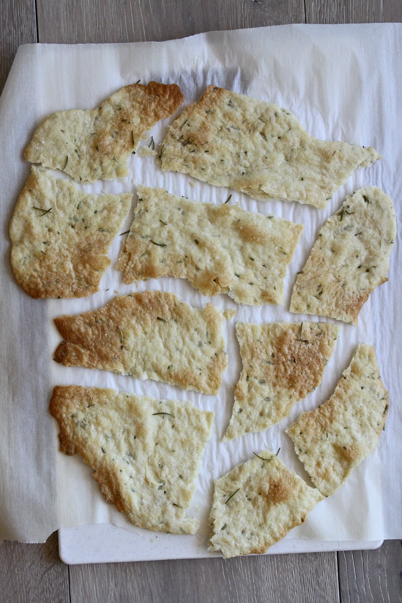 Crisp Rosemary Flatbread broken into pieces