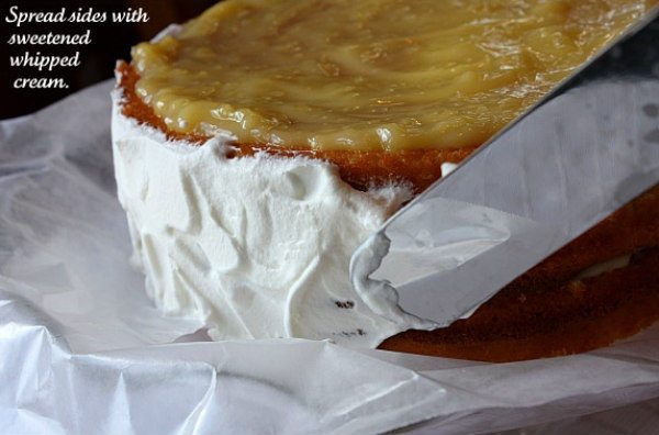 lemon truffle cake with whipped cream