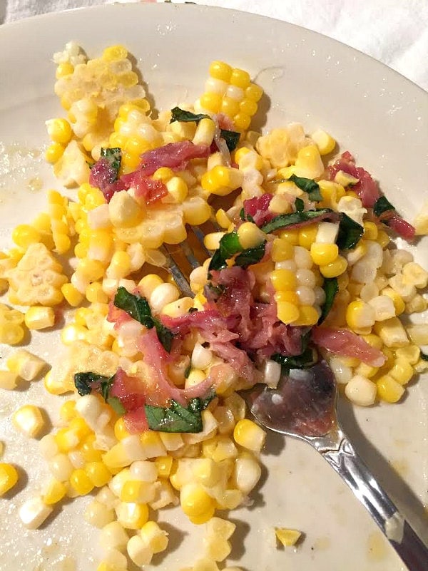 Fresh Corn with Prosciutto Basil Butter