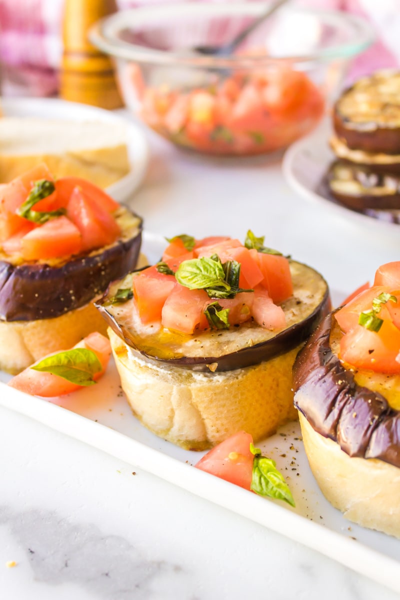 grilled eggplant open faced sandwiches 