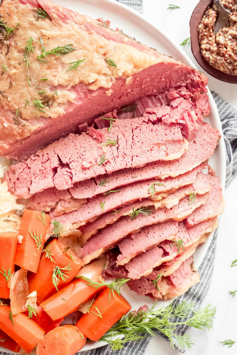 Guinness Corned Beef on a serving platter