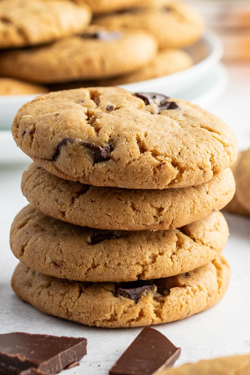 stack of peanut butter chocolate chunk cookies