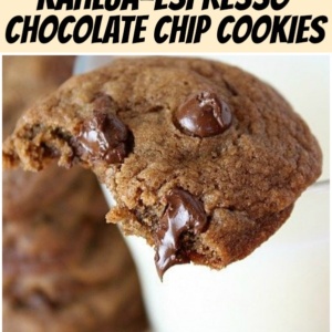 Pinterest collage image for kahlua espresso chocolate chip cookies