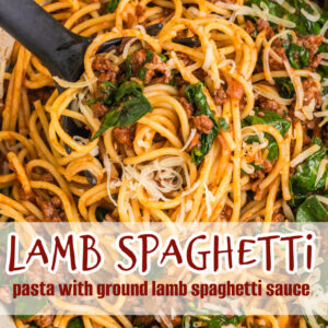 pinterest pin for lamb spaghetti