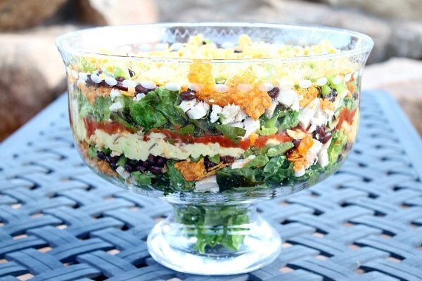 Layered Nacho Salad in a bowl