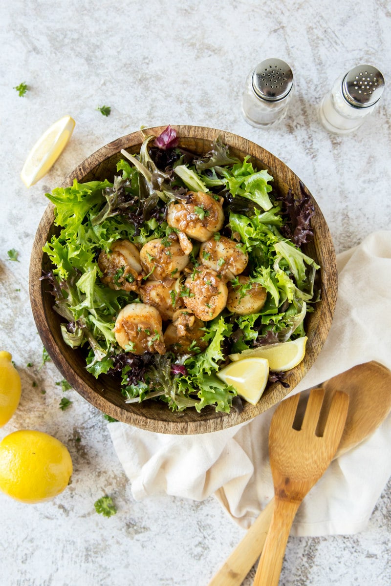 Lemon Shallots served over greens in bowl