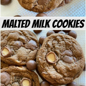 pinterest collage image for malted milk cookies