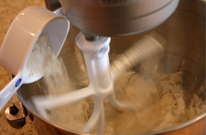 mixer with dough in it