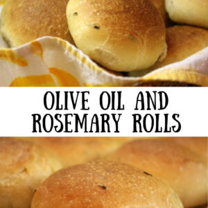 pinterest image for olive oil and rosemary rolls