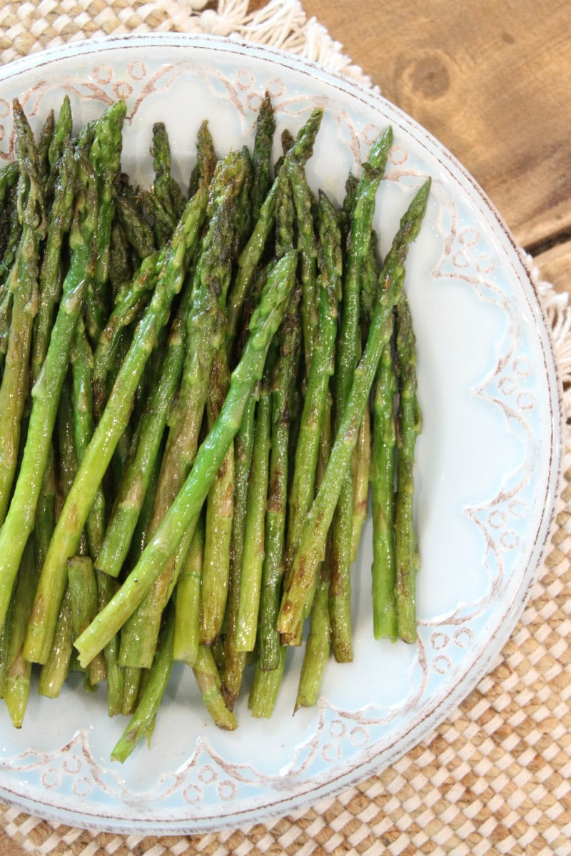 Pan Roasted Asparagus on a serving plate