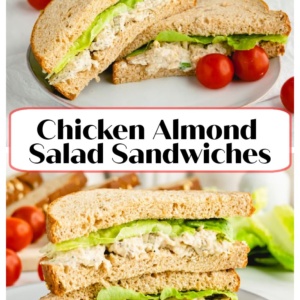 pinterest collage image for chicken almond salad sandwiches