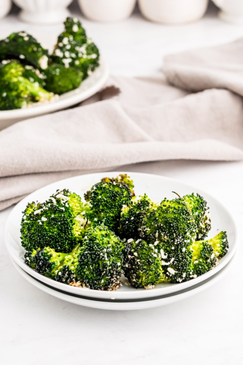Roasted Broccoli with Asiago Cheese recipe from RecipeGirl.com #broccoli #asiago #recipe #RecipeGirl roasted broccoli with asiago