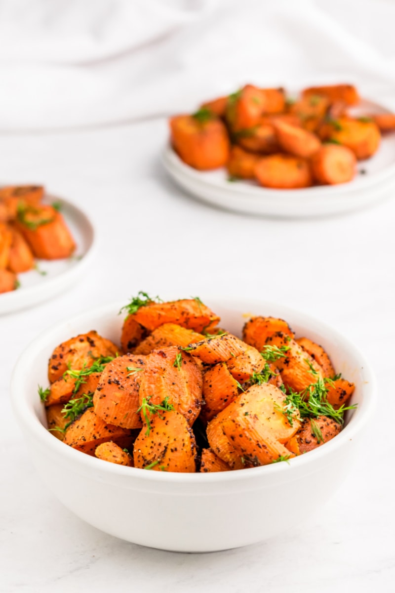 roasted carrots in dishes