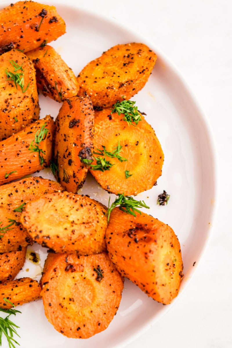 roasted carrots on a white plate