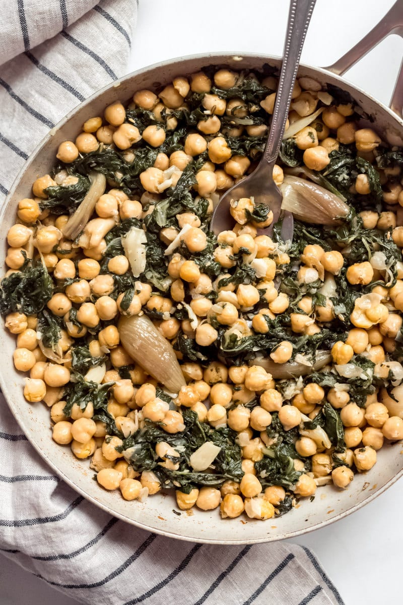 Roasted Garbanzo Beans with Garlic and Swiss Chard