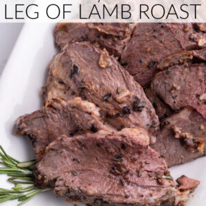 pinterest image for rosemary and garlic leg of lamb roast