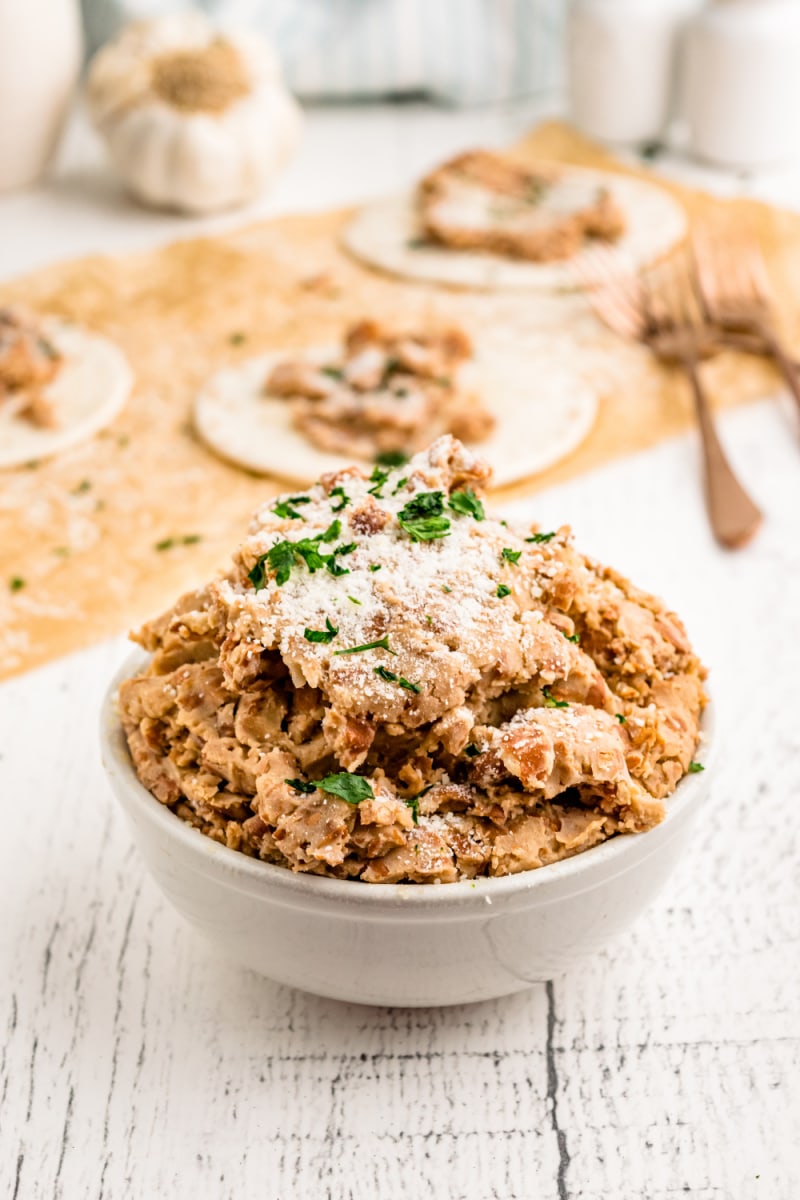 copycat rubios no fried pinto beans in a bowl