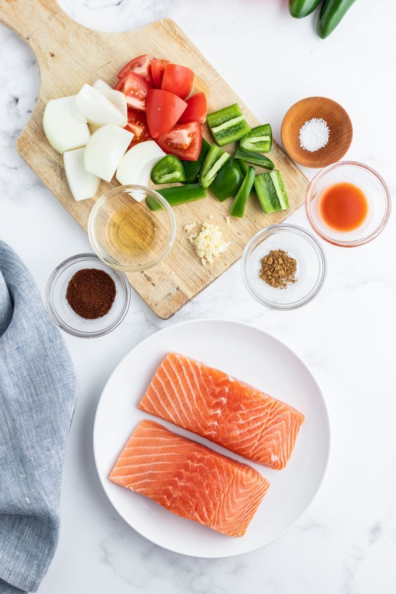 ingredients displayed for salmon recipe