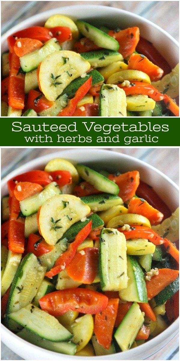 Sautéed Vegetables with Herbs and Garlic recipe from RecipeGirl.com #Sautéed #Sauté #vegetables #herbs #garlic #recipe #RecipeGirl Sautéed Vegetables with Herbs and Garlic