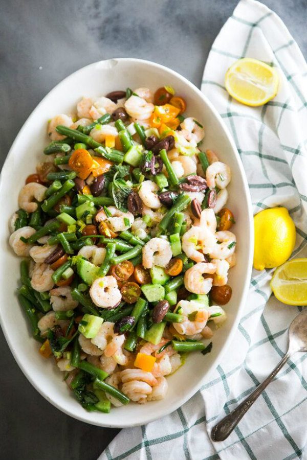 bowl of shrimp and vegetable salad