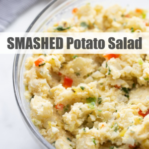 pinterest image for smashed potato salad