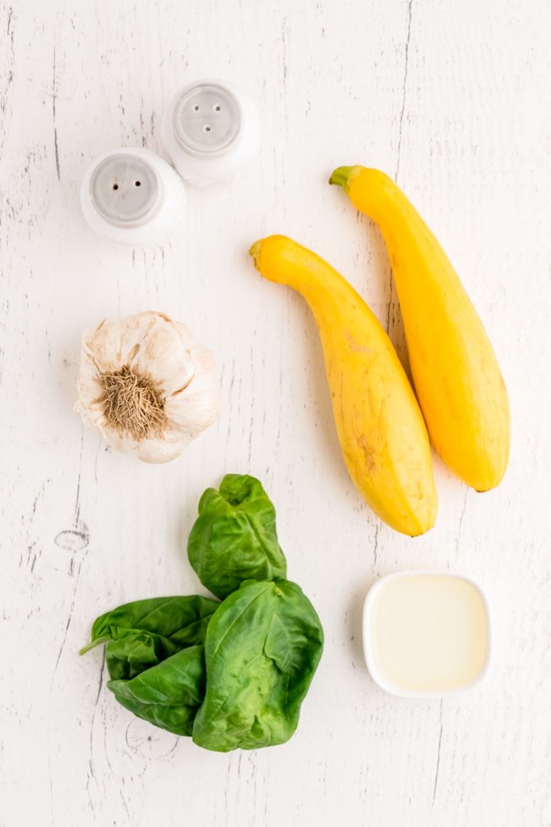 ingredients displayed for making smothered yellow squash