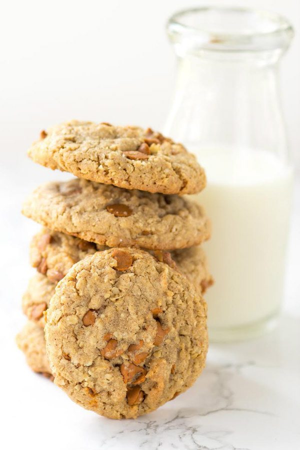 Spicy Cinnamon Oatmeal Cookies stacked