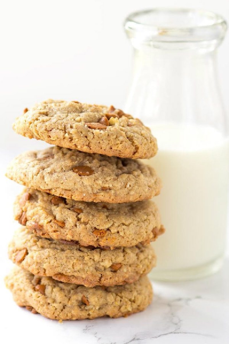 spicy cinnamon oatmeal cookies stacked