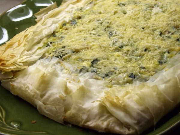 Spinach, Feta and Pine Nut Phyllo Tart recipe from RecipeGirl.com Greek recipe: Spinach, Feta and Pine Nut Phyllo Tart