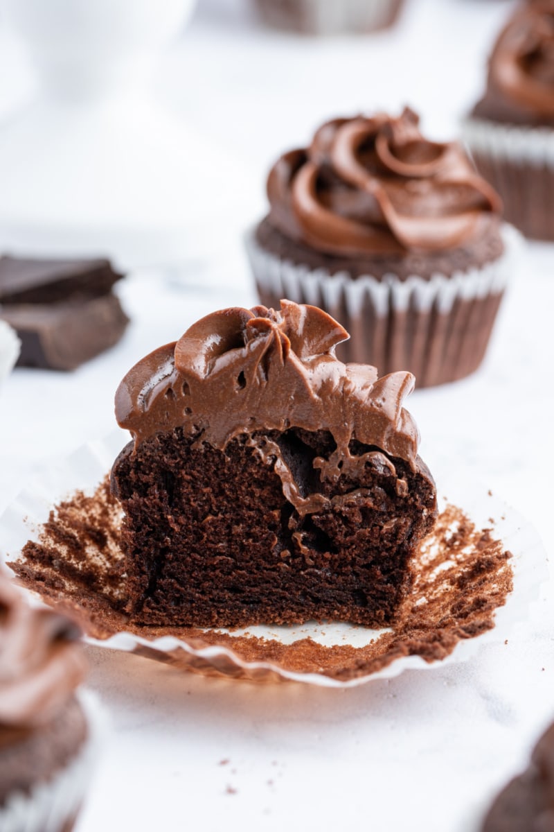 sugar free chocolate cupcake cut in half