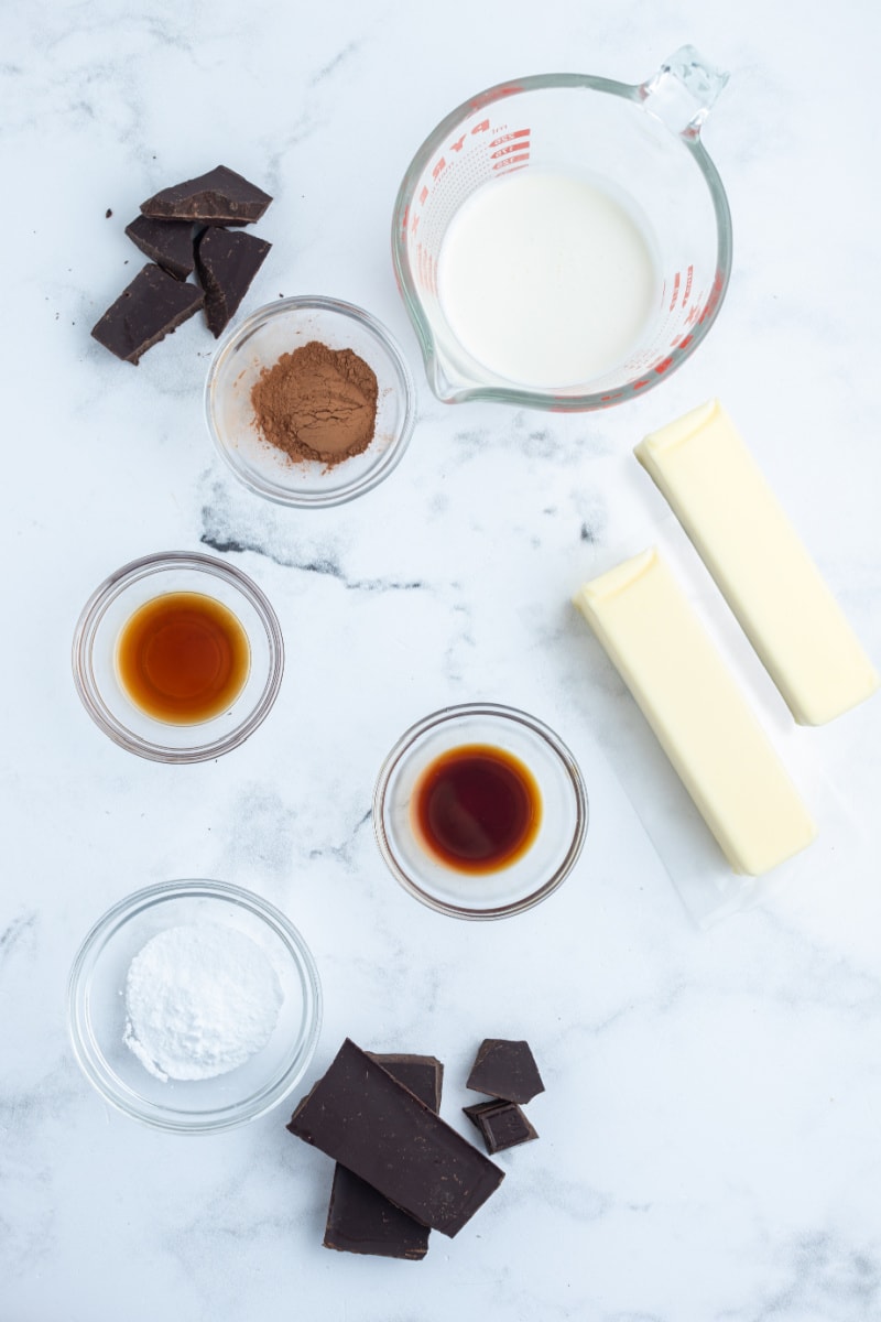 ingredients displayed for making sugar free chocolate frosting