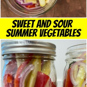 pinterest collage image for sweet and sour summer vegetables