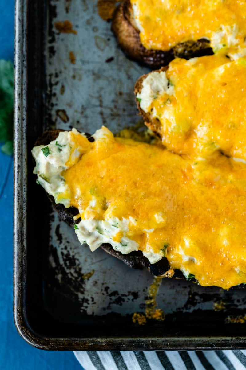 close up of tuna melt on a baking sheet