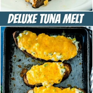 pinterest collage image for deluxe tuna melt