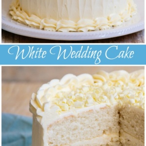 Pinterest collage for white wedding cake