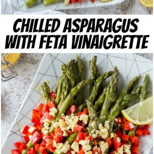 pinterest collage image for chilled asparagus with feta vinaigrette