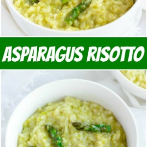 pinterest collage image for asparagus risotto