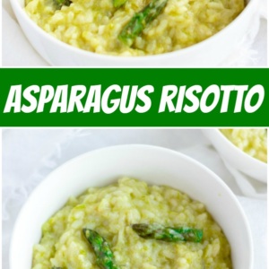 pinterest collage image for asparagus risotto