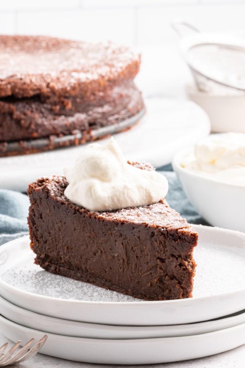 slice of chocolate espresso torte on a plate