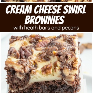 pinterest collage image for cream cheese brownies