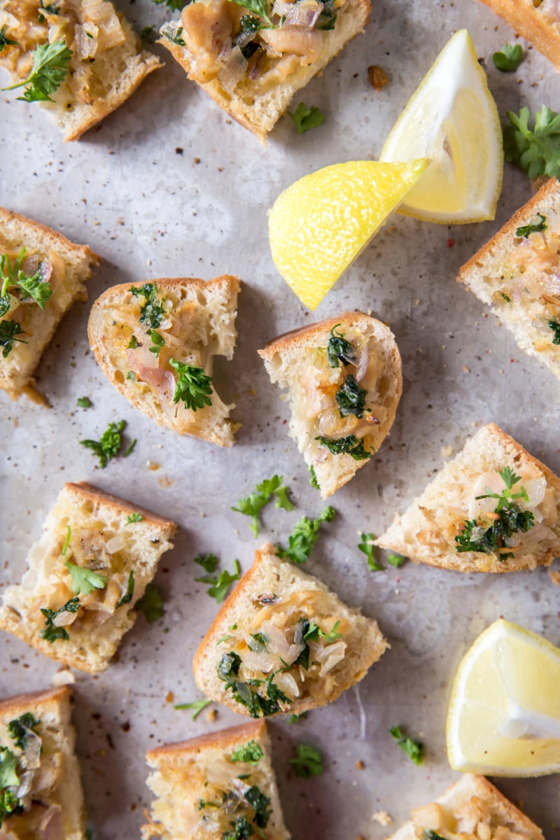 crostini with clams and lemon