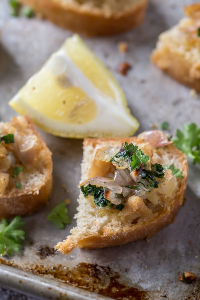 crostini with clams and lemon