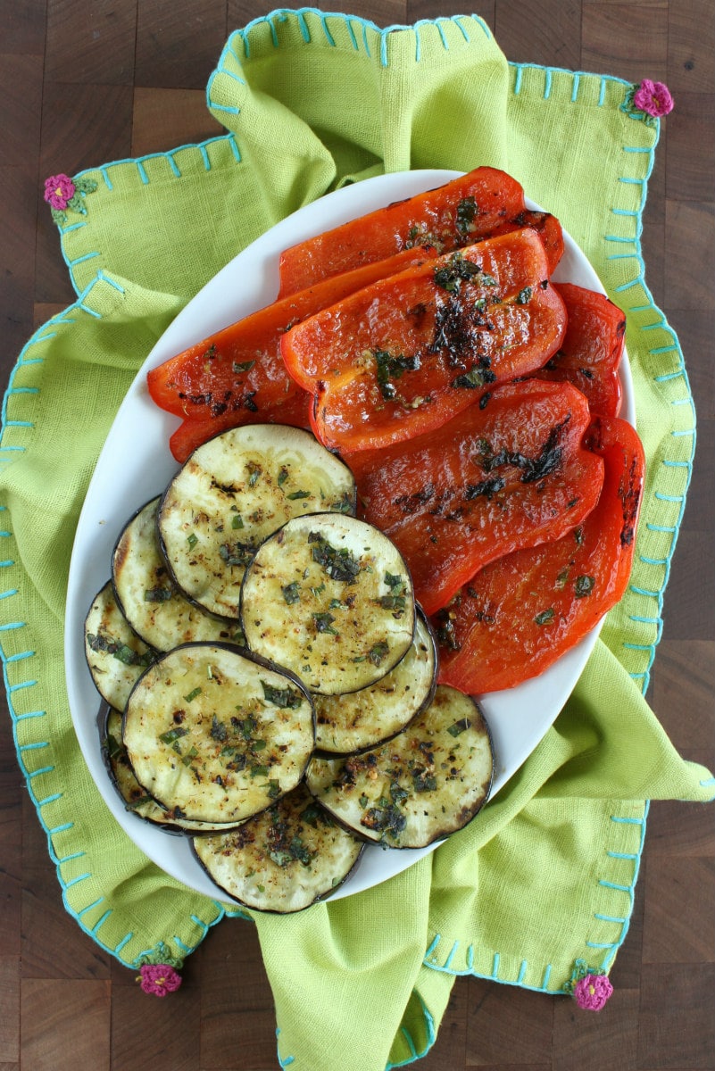 Platter of Aubergine and Peppers