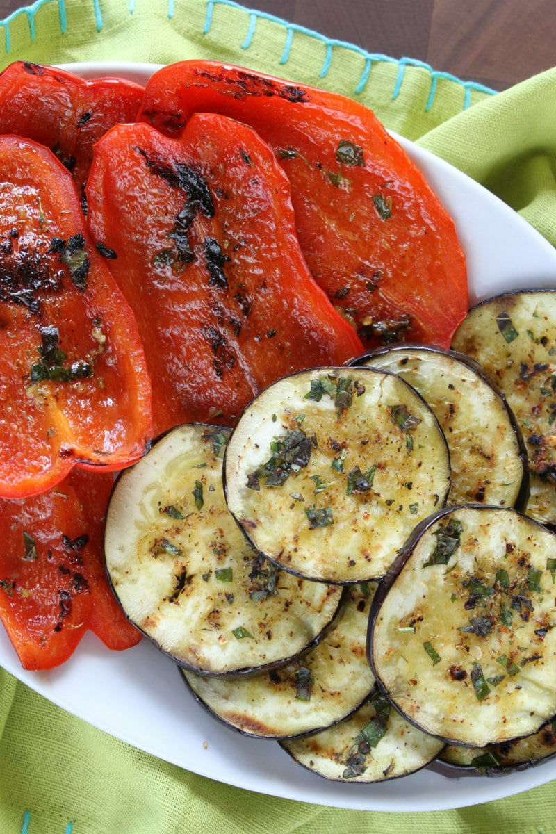 Grilled Aubergine and Peppers