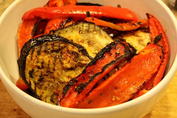 Grilled Aubergine and Peppers - RecipeGirl