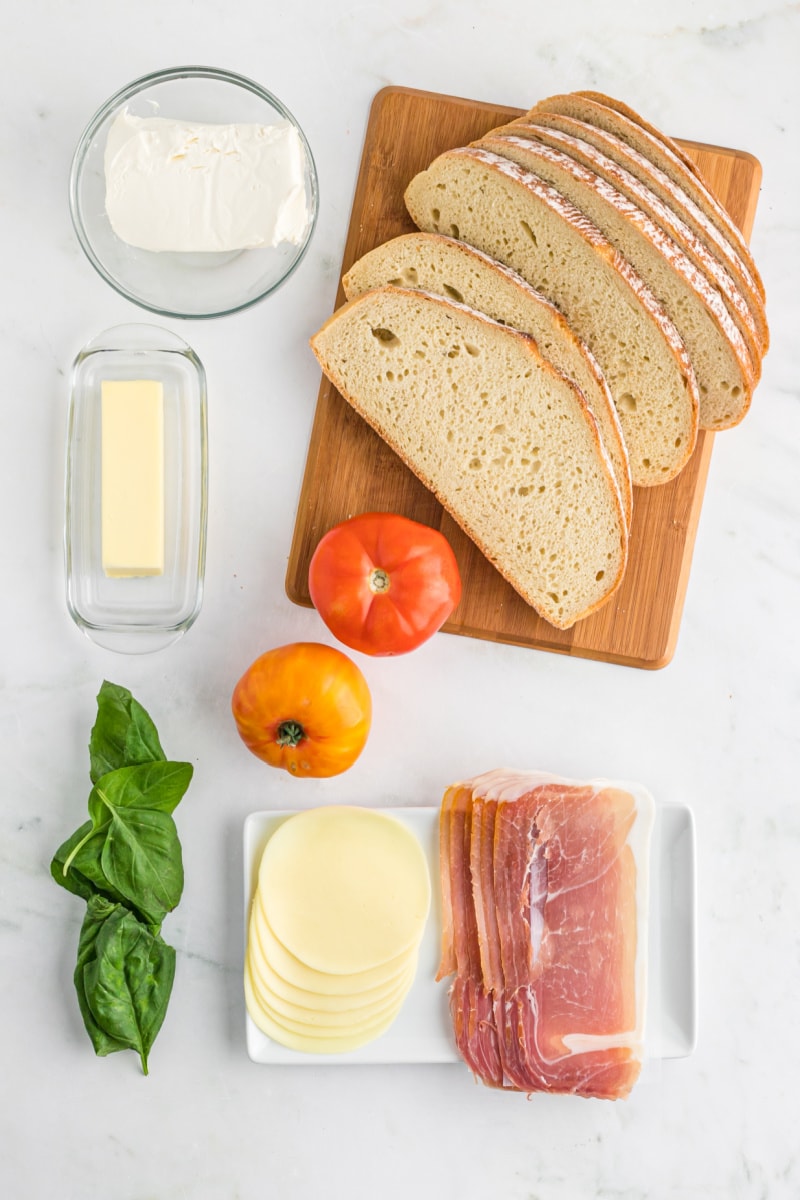 ingredients displayed for making italian grilled cheese