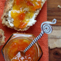 kumquat marmalade in a jar and spread on bread