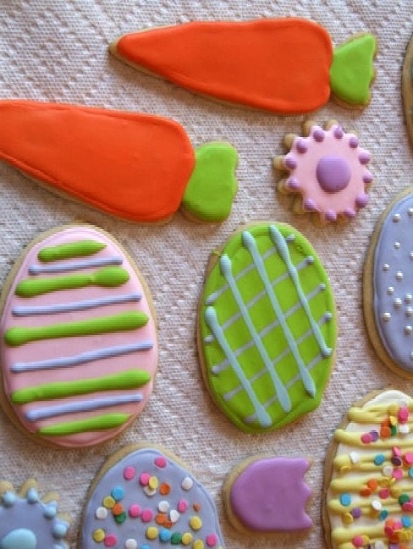 meyer lemon cut out sugar cookies decorated for Easter